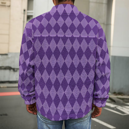 Purple Harlequin Pattern Print Men's Shirt Jacket