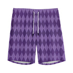 Purple Harlequin Pattern Print Men's Sports Shorts