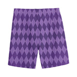 Purple Harlequin Pattern Print Men's Sports Shorts