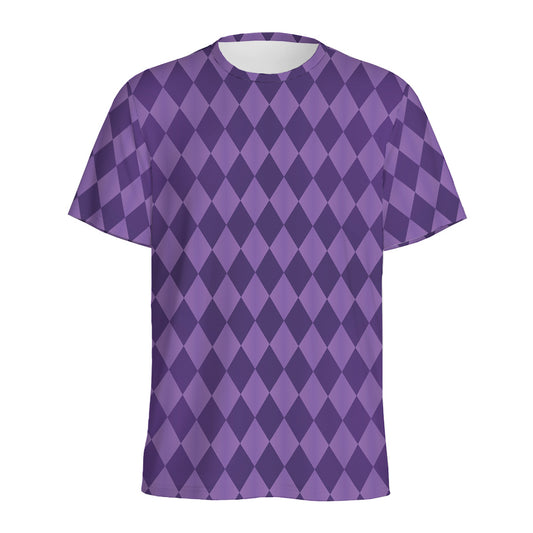 Purple Harlequin Pattern Print Men's Sports T-Shirt