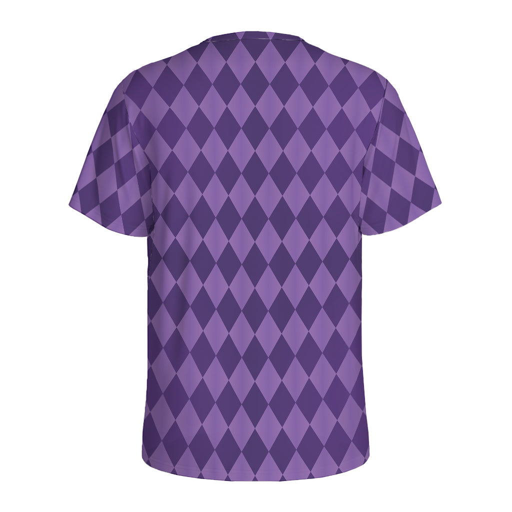 Purple Harlequin Pattern Print Men's Sports T-Shirt