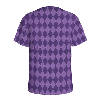 Purple Harlequin Pattern Print Men's Sports T-Shirt
