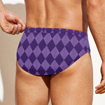 Purple Harlequin Pattern Print Men's Swim Briefs
