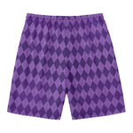 Purple Harlequin Pattern Print Men's Swim Trunks