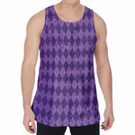 Purple Harlequin Pattern Print Men's Velvet Tank Top