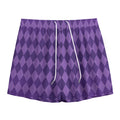 Purple Harlequin Pattern Print Mesh Shorts