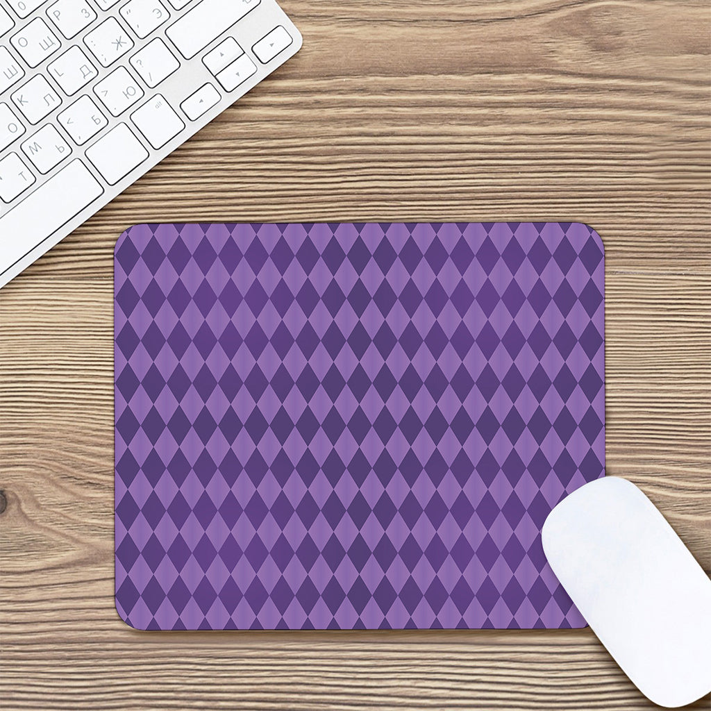 Purple Harlequin Pattern Print Mouse Pad