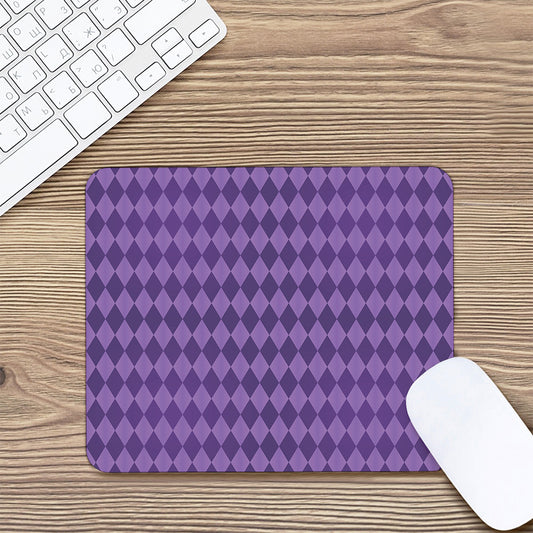 Purple Harlequin Pattern Print Mouse Pad