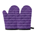 Purple Harlequin Pattern Print Oven Mitts
