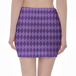 Purple Harlequin Pattern Print Pencil Mini Skirt