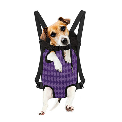 Purple Harlequin Pattern Print Pet Carrier Backpack