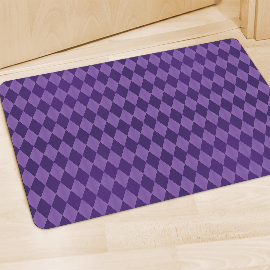 Purple Harlequin Pattern Print Polyester Doormat