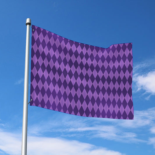 Purple Harlequin Pattern Print Polyester Flag