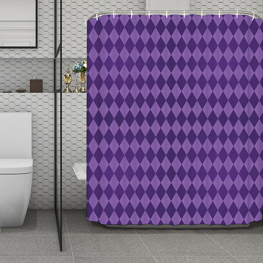 Purple Harlequin Pattern Print Polyester Shower Curtain
