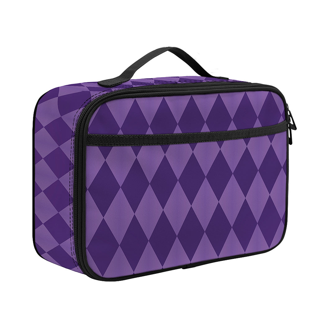Purple Harlequin Pattern Print Portable Lunch Bag