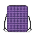 Purple Harlequin Pattern Print Rectangular Crossbody Bag