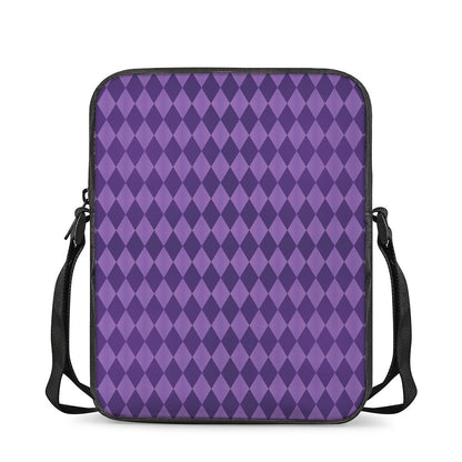 Purple Harlequin Pattern Print Rectangular Crossbody Bag
