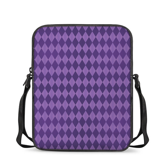Purple Harlequin Pattern Print Rectangular Crossbody Bag