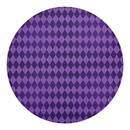 Purple Harlequin Pattern Print Round Blanket