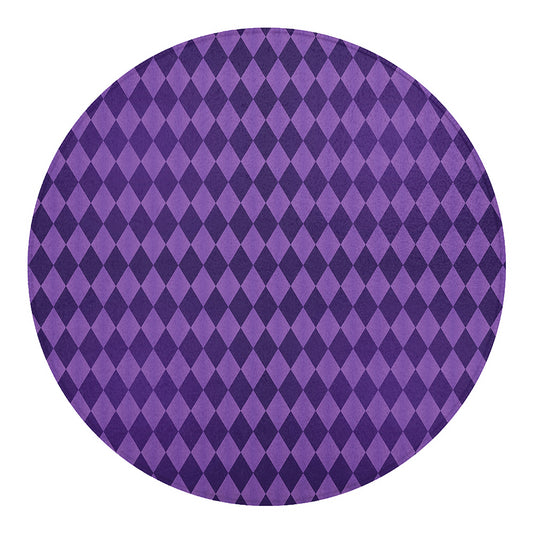 Purple Harlequin Pattern Print Round Blanket