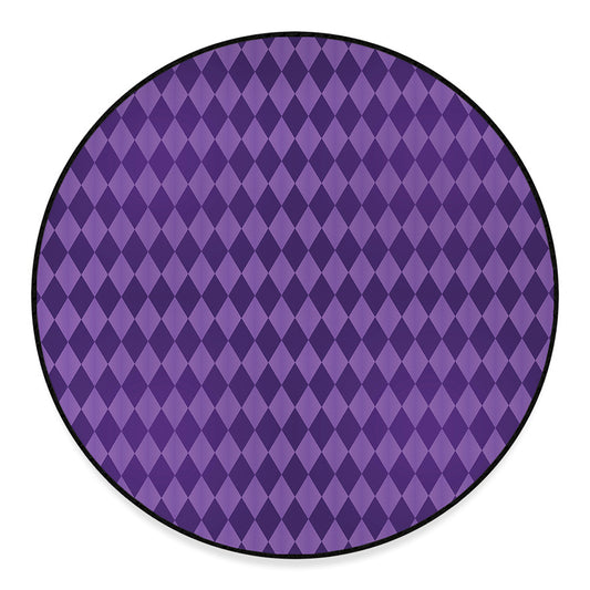Purple Harlequin Pattern Print Round Floor Mat
