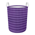 Purple Harlequin Pattern Print Round Laundry Basket