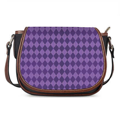 Purple Harlequin Pattern Print Saddle Bag