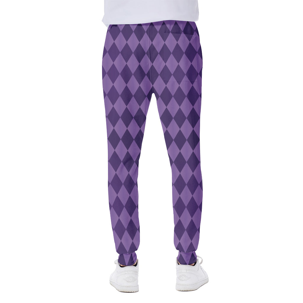 Purple Harlequin Pattern Print Scuba Joggers