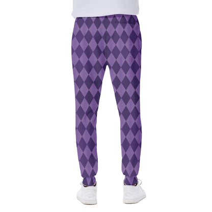 Purple Harlequin Pattern Print Scuba Joggers