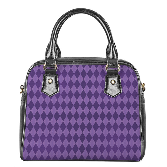Purple Harlequin Pattern Print Shoulder Handbag