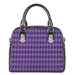Purple Harlequin Pattern Print Shoulder Handbag