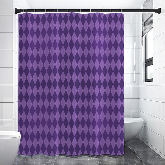 Purple Harlequin Pattern Print Shower Curtain