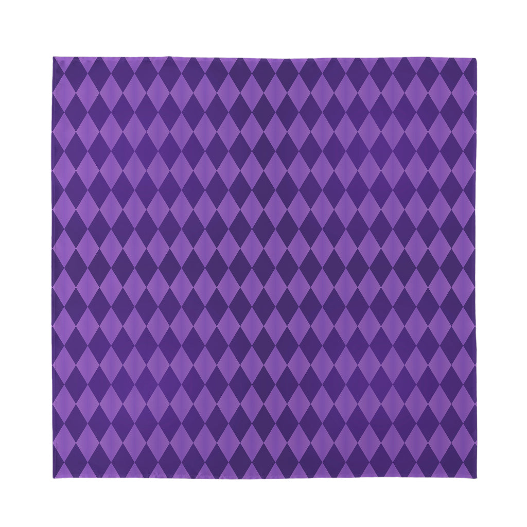 Purple Harlequin Pattern Print Silk Bandana