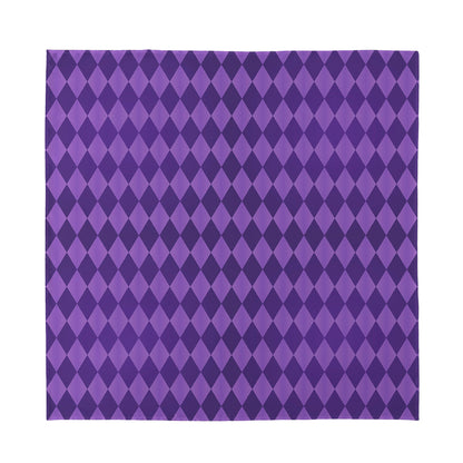Purple Harlequin Pattern Print Silk Bandana