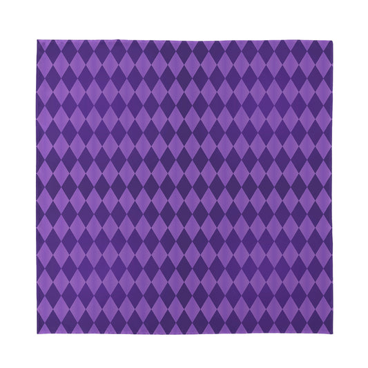 Purple Harlequin Pattern Print Silk Bandana