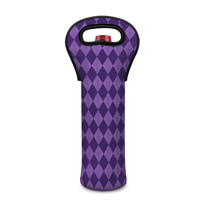 Purple Harlequin Pattern Print Single Neoprene Wine Tote