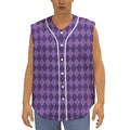 Purple Harlequin Pattern Print Sleeveless Baseball Jersey