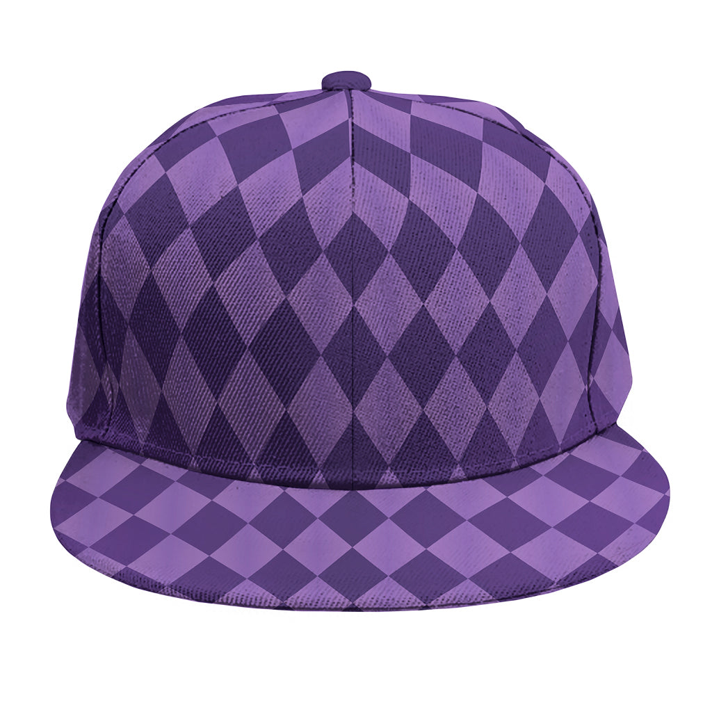 Purple Harlequin Pattern Print Snapback Cap