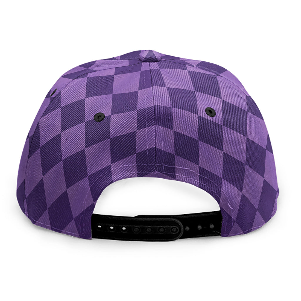 Purple Harlequin Pattern Print Snapback Cap