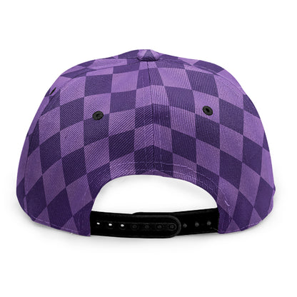 Purple Harlequin Pattern Print Snapback Cap