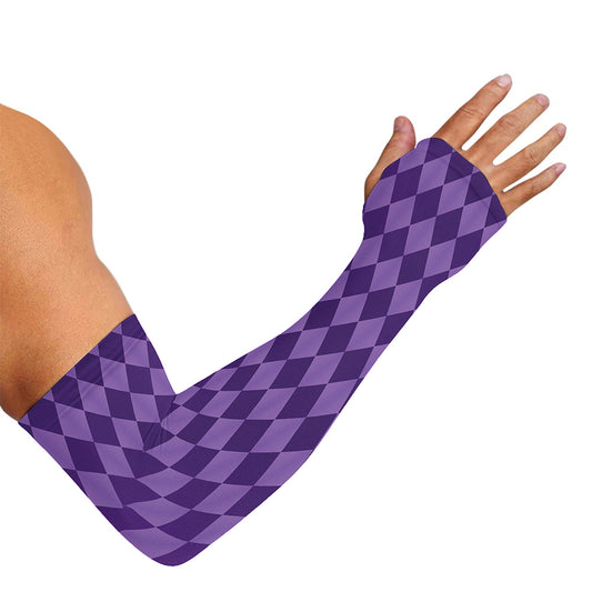 Purple Harlequin Pattern Print Sun Protection Arm Sleeves