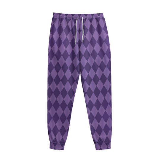 Purple Harlequin Pattern Print Sweatpants