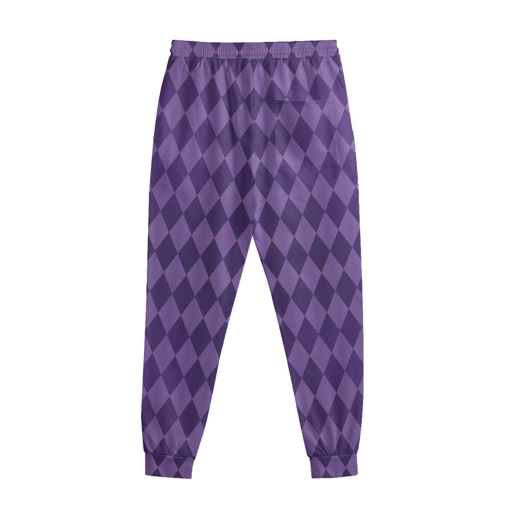 Purple Harlequin Pattern Print Sweatpants