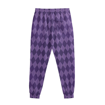 Purple Harlequin Pattern Print Sweatpants