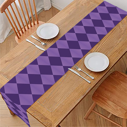 Purple Harlequin Pattern Print Table Runner