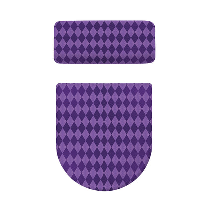 Purple Harlequin Pattern Print Toilet Lid And Tank Cover Set