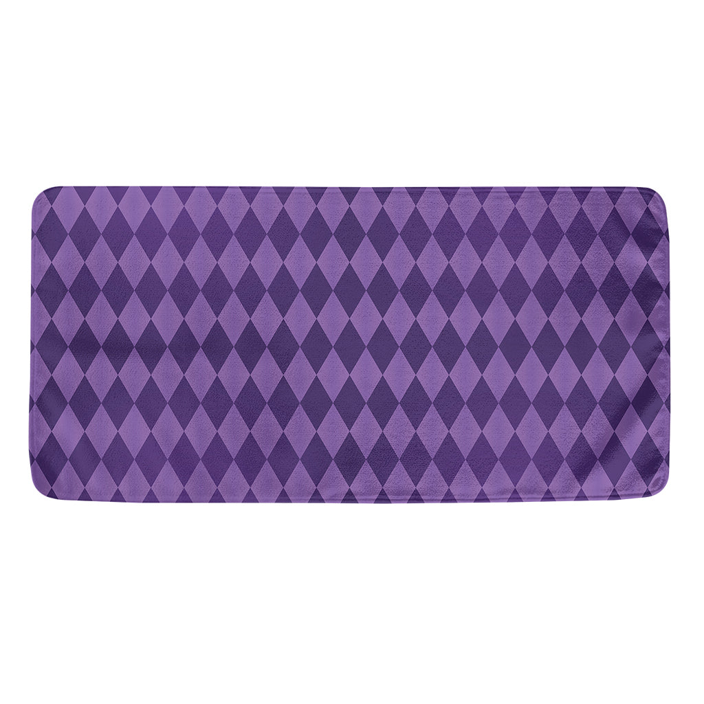 Purple Harlequin Pattern Print Towel