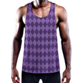 Purple Harlequin Pattern Print Men's Workout Tank Top