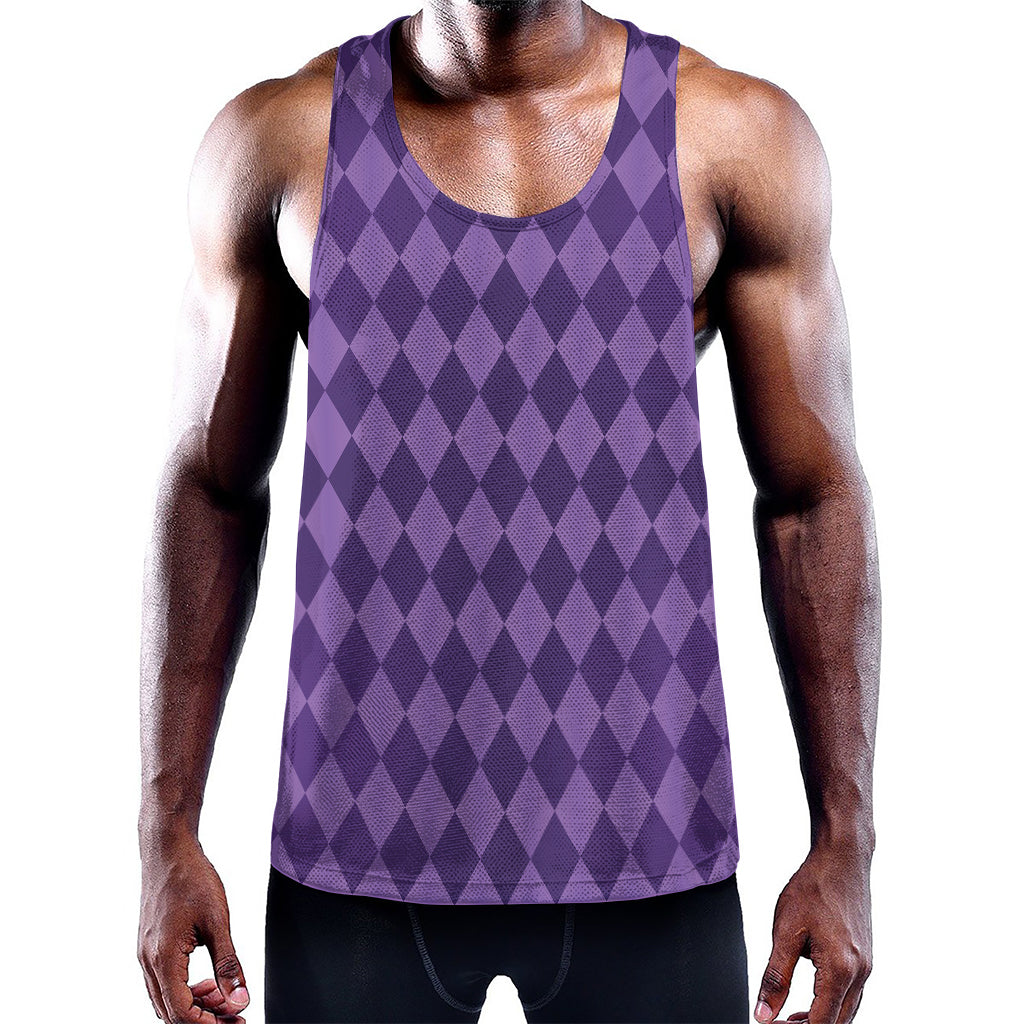 Purple Harlequin Pattern Print Training Tank Top