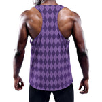 Purple Harlequin Pattern Print Training Tank Top